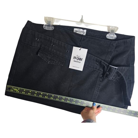 Princess Polly Sz10 NWT SuperShort black JeanSkirts with Wide Belt Sexy Stunning - Picture 16 of 16